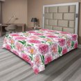 thumbnail image 1 of Ambesonne Floral Flat Bedding Sheet Soft Top Sheet, Camellias and Peonies Art, Queen, Pink White and Green, 1 of 1