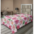 thumbnail image 1 of Ambesonne Floral Flat Bedding Sheet Soft Top Sheet, Camellias and Peonies Art, Twin XL, Pink White and Green, 1 of 1