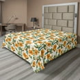 thumbnail image 1 of Ambesonne Floral Flat Bedding Sheet Soft Top Sheet, Flowers Colorful Lines Plot, Full, Orange and Pale Petrol Blue, 1 of 1