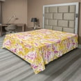 thumbnail image 1 of Ambesonne Floral Flat Bedding Sheet Soft Top Sheet, Flowers Simplified Vintage, Full, Earth Yellow Pink and Fuchsia, 1 of 1