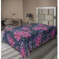 thumbnail image 1 of Ambesonne Floral Flat Bedding Sheet Soft Top Sheet, Flowers Spring Art Purplish, Twin XL, Pink Blue Violet Green, 1 of 1