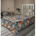 thumbnail image 1 of Ambesonne Floral Flat Bedding Sheet Soft Top Sheet, Jumble Wild Flowers Pattern, Twin, Violet Blue Teal and Orange, 1 of 1