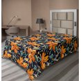thumbnail image 1 of Ambesonne Floral Flat Bedding Sheet Soft Top Sheet, Orangish Tropical Flowers, Twin, Dark Orange Fern Green, 1 of 1
