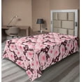 thumbnail image 1 of Ambesonne Floral Flat Bedding Sheet Soft Top Sheet, Pinkish Rose Flowers Art, Twin XL, Dark Pink and Mauve Taupe, 1 of 1