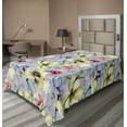thumbnail image 1 of Ambesonne Floral Flat Bedding Sheet Soft Top Sheet, Pop Blossoms Spring Love Art, Twin XL, Ceil Blue and Yellow Green, 1 of 1