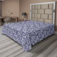 thumbnail image 1 of Ambesonne Floral Flat Bedding Sheet Soft Top Sheet, Retro Vibe Butterflies Curls, Queen, Ceil Blue and Dark Purple, 1 of 1
