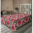 thumbnail image 1 of Ambesonne Floral Flat Bedding Sheet Soft Top Sheet, Romantic Flowers Watercolor, Twin, Hot Pink Fawn and Sepia, 1 of 1