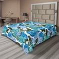 thumbnail image 1 of Ambesonne Floral Flat Bedding Sheet Soft Top Sheet, Roses Leaves Waterdrops Art, Queen, Sky Blue and Green Brown, 1 of 1