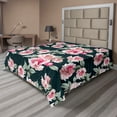 thumbnail image 1 of Ambesonne Floral Flat Bedding Sheet Soft Top Sheet, Roses Lovers Flowers Artwork, King, Laurel Green Pale Pink, 1 of 1
