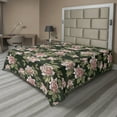 thumbnail image 1 of Ambesonne Floral Flat Bedding Sheet Soft Top Sheet, Roses Vintage Feeling Art, California King, Evergreen and Mauve Taupe, 1 of 1