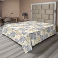 thumbnail image 1 of Ambesonne Floral Flat Bedding Sheet Soft Top Sheet, Scandinavian Modern Flowers, Queen, Pale Ceil Blue and Yellow, 1 of 1