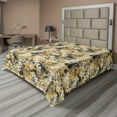 thumbnail image 1 of Ambesonne Floral Flat Bedding Sheet Soft Top Sheet, Summer Flowers Print Retro, Queen, Dark Yellow and Grey, 1 of 1