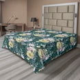thumbnail image 1 of Ambesonne Floral Flat Bedding Sheet Soft Top Sheet, Vintage English Roses Plot, King, Forest Green and Pale Yellow, 1 of 1