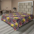 thumbnail image 1 of Ambesonne Floral Flat Bedding Sheet Soft Top Sheet, Watercolor Flowers Spring, King, Yellow and Dark Green, 1 of 1