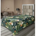 thumbnail image 1 of Ambesonne Floral Flat Sheet, Botanic Tropic Leaves, TwinXL Size, Green and White, 1 of 1