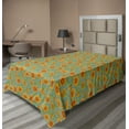 thumbnail image 1 of Ambesonne Floral Flat Sheet, Calendula Flowers Cartoon, TwinXL Size, Pale Teal Orange, 1 of 1