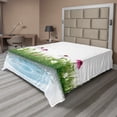 thumbnail image 1 of Ambesonne Floral Flat Sheet, Cartoon Flowers by Lake, Queen Size, Multicolor, 1 of 1