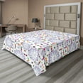 thumbnail image 1 of Ambesonne Floral Flat Sheet, Colorful Dots with Flowers, Full Size, Lilac Multicolor, 1 of 1