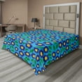 thumbnail image 1 of Ambesonne Floral Flat Sheet, Daisy Cartoon Motifs Art, Full Size, Deep Sky Blue Multicolor, 1 of 1