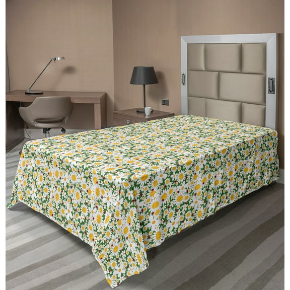 Ambesonne Floral Flat Sheet, Daisy Flowers Chamomiles, Twin Size, Multicolor
