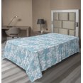 thumbnail image 1 of Ambesonne Floral Flat Sheet, Delicate Flowers and Buds, Twin Size, Pale Teal Pale Sky Blue, 1 of 1