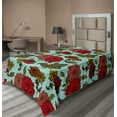 thumbnail image 1 of Ambesonne Floral Flat Sheet, Detailed Large Flowers Scene, TwinXL Size, Pale Blue Vermilion, 1 of 1