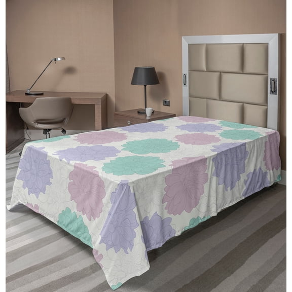 Ambesonne Floral Flat Sheet, Exquisite Flowers, TwinXL Size, Multicolor