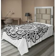 thumbnail image 1 of Ambesonne Floral Flat Sheet, Floral Paisley Motifs, Twin Size, Charcoal Grey and White, 1 of 1