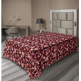 thumbnail image 1 of Ambesonne Floral Flat Sheet, Flourishing Flowers Summer, Twin Size, Coral Pink Black, 1 of 1