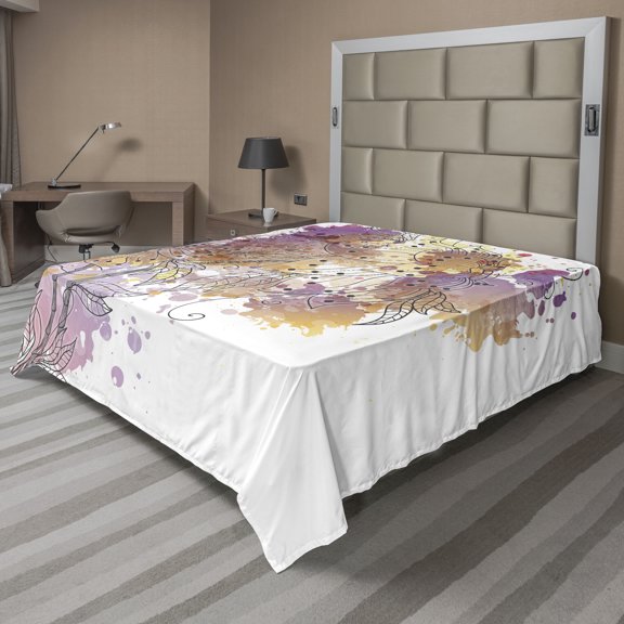 Ambesonne Floral Flat Sheet, Flourishing Orchids, California King, Multicolor