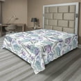 thumbnail image 1 of Ambesonne Floral Flat Sheet, Flower Leaves Sketch Buds, Queen Size, White Lilac Azure Blue, 1 of 1