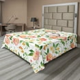 thumbnail image 1 of Ambesonne Floral Flat Sheet, Flower Petals Blossoms, California King, Coral Fern Green White, 1 of 1