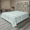 thumbnail image 1 of Ambesonne Floral Flat Sheet, Flower Type Branches Contour, Full Size, White Grey Teal, 1 of 1