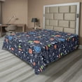 thumbnail image 1 of Ambesonne Floral Flat Sheet, Flowers Leaves Scandinavian, Queen Size, Dark Indigo and Multicolor, 1 of 1