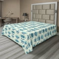 thumbnail image 1 of Ambesonne Floral Flat Sheet, Folkloric Abstract Flowers, Queen Size, Sea Blue Cream, 1 of 1
