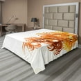 thumbnail image 1 of Ambesonne Floral Flat Sheet, Fractal Flower Swirls Art, California King, Orange Yellow Cream, 1 of 1