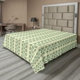 thumbnail image 1 of Ambesonne Floral Flat Sheet, Graphic Flowers Branches, Full Size, Jade Green Orange, 1 of 1
