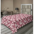 thumbnail image 1 of Ambesonne Floral Flat Sheet, Hand Drawn Flowers, TwinXL Size, Pink Grey, 1 of 1