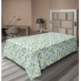 thumbnail image 1 of Ambesonne Floral Flat Sheet, Hand Drawn Inspired Flowers, TwinXL Size, Mint Green Blue and Mustard, 1 of 1