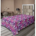 thumbnail image 1 of Ambesonne Floral Flat Sheet, Hibiscus White Flower Art, TwinXL Size, Pink and Pale Green, 1 of 1