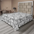 thumbnail image 1 of Ambesonne Floral Flat Sheet, Leaves Swirls and Dots, Full Size, Grey White, 1 of 1