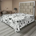 thumbnail image 1 of Ambesonne Floral Flat Sheet, Leaves Twirls Swirls Bud, King Size, Black and White, 1 of 1