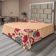thumbnail image 1 of Ambesonne Floral Flat Sheet, Nostalgic Polka Dots, King Size, Teal Ruby Salmon, 1 of 1