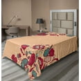thumbnail image 1 of Ambesonne Floral Flat Sheet, Nostalgic Polka Dots, Twin Size, Teal Ruby Salmon, 1 of 1
