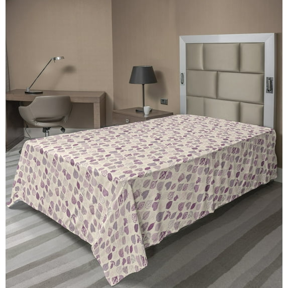 Ambesonne Floral Flat Sheet, Ornate Leaves and Flowers, Twin Size, Multicolor