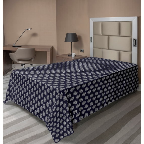Ambesonne Floral Flat Sheet, Outline Tulip Flowers, TwinXL Size, Dark Violet Blue White