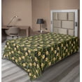 thumbnail image 1 of Ambesonne Floral Flat Sheet, Palm Leaves Summer Flowers, TwinXL Size, Olive Green Peach, 1 of 1