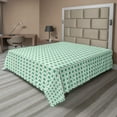 thumbnail image 1 of Ambesonne Floral Flat Sheet, Polka Dots and Shamrock Leaf, Queen Size, Mint Green Khaki, 1 of 1