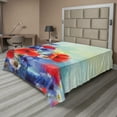 thumbnail image 1 of Ambesonne Floral Flat Sheet, Poppy Chamomile Bouquet, California King, Red Blue, 1 of 1