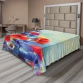 thumbnail image 1 of Ambesonne Floral Flat Sheet, Poppy Chamomile Bouquet, King Size, Red Blue, 1 of 1